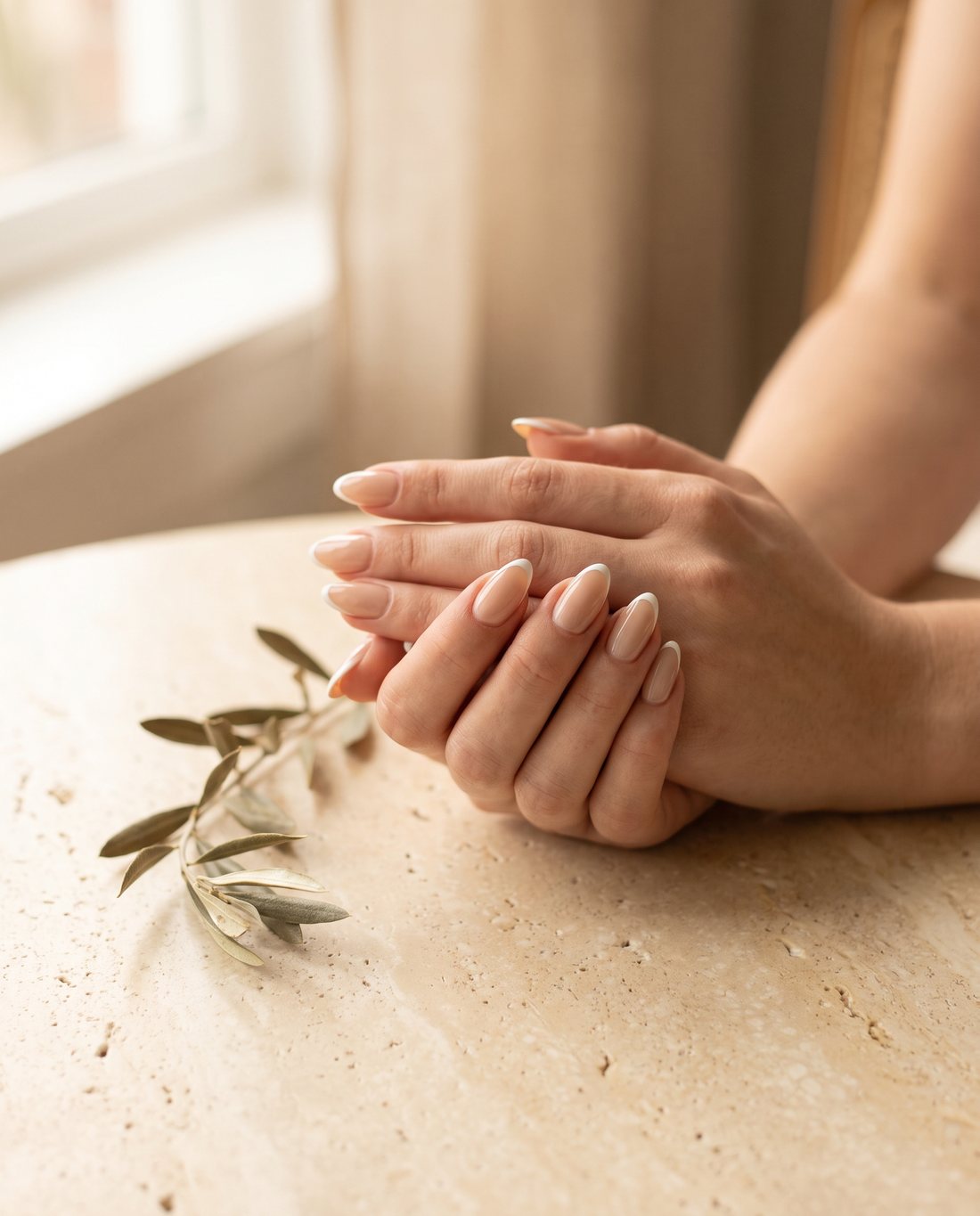 Zachte, natuurlijke French manicure