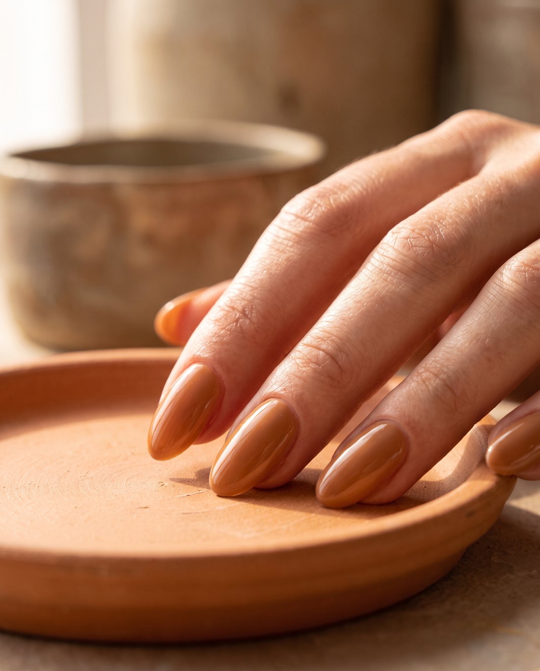 Sterke harde gel in een warme caramel tint